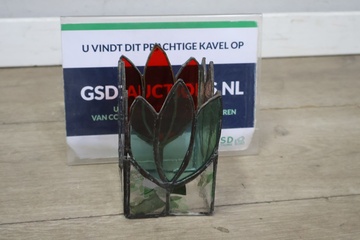 Afbeelding van Vintage Glas-In-Lood Tulp-Kandelaar