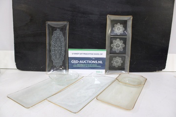 Afbeelding van Set van 5 Vintage Kristallen Cakeschalen