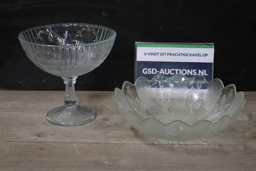 Afbeelding van Set van 2 Vintage Glazen Fruitschalen''
