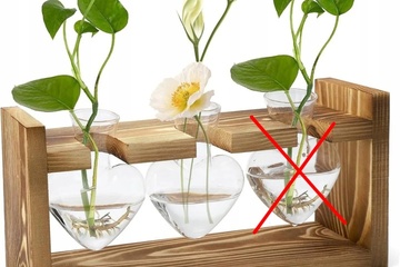 Afbeelding van Reageer buis vaas met hout standaard decoset 3vazen