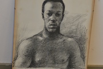 Afbeelding van Tekening van Aat Veldhoen: Donkere Amerikaanse Soldaat..