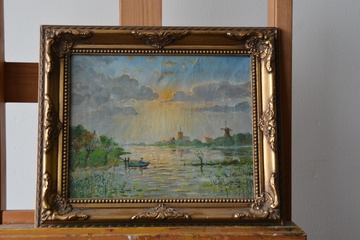 Afbeelding van Ingelijst olieverfschilderij: Landschap