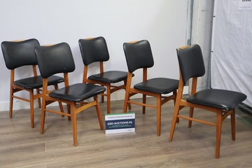 Afbeelding van Set van 5 Vintage Skai Eetkamerstoelen