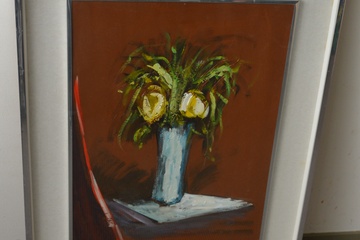 Afbeelding van Schilderij van een stilleven: vaas met bloemen