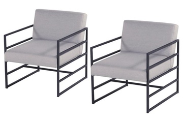 Afbeelding van Hartman Amsterdam set van 2 Loungecharis met Sunbrella stof Lichtgrijs