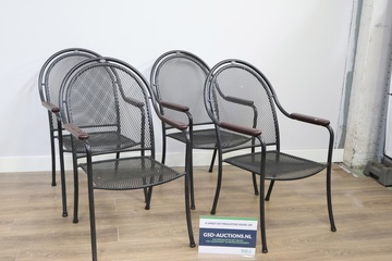 Afbeelding van Set van 4 Vintage Zwart Metalen Tuinstoelen van Royal Garden