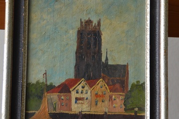 Afbeelding van Olieverfschilderij van J. Tol: Grote Kerk te Dordrecht