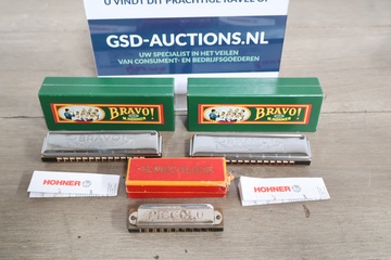 Afbeelding van Vintage Hohner bravo en Piccolo mondharmonica's 3 stuks