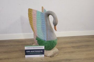 Afbeelding van Uniek Handgesneden Zwaan Sculptuur - Hout