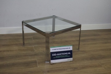 Afbeelding van Verchroomde Salontafel met Glazen Blad