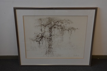 Afbeelding van Ingelijste prent van Ab Jongmans: Boom. No. 2/50 stuks. 1980