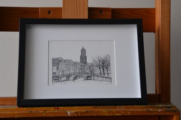 Afbeelding van Ingelijste ets : Utrecht, Domtoren. Van A. Waterloo