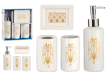 Afbeelding van 2x badkamerset 4 delig keramiek art (set)