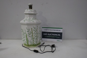 Afbeelding van Vintage Keramische Tafellamp met Bamboepatroon