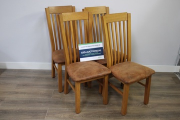 Afbeelding van Set van 4 Houten Eetkamerstoelen met Hoge Rugleuning'