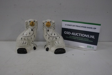 Afbeelding van Set van 2 Vintage Keramische Spaniël Mantelhondjes