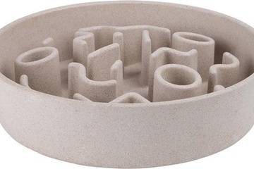 Afbeelding van District 70 Bamboo Slowfeeder Beige - Hondenvoerbak - Ø21 cm