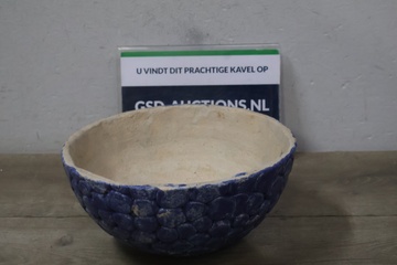 Afbeelding van Grote decoratieve kom met blauwe kiezeltextuur''