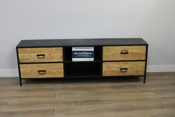 Afbeelding van Zwart Metalen Tv-Meubel met 4-Lades van Mangohout