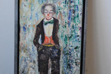 Afbeelding van Ingelijst olieverfschilderij van een Clown
