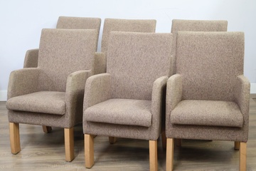 Afbeelding van Set van 6 Beige Eetkamerfauteuils/Stoelen