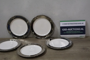 Afbeelding van Set van 5 Lifestyle Borden met Zilverkleurige Rand'