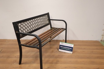 Afbeelding van Zwart Metalen Tuinbank met Houten Zitting