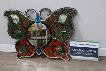 Afbeelding van Kleurrijke vlinder mozaïek wandspiegel