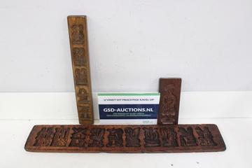 Afbeelding van Set van 3 Antiek Nederlandse Speculaasplanken