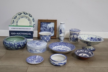 Afbeelding van Verzameling Vintage Blauw/Wit Porselein (13-Stuks)