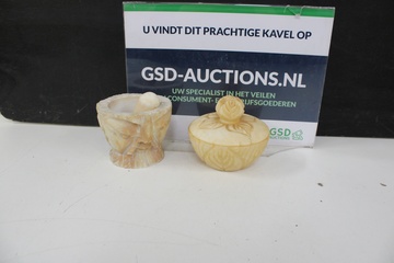 Afbeelding van Albasten Stamper & Vijzel met Bijpassend Dekselpotje