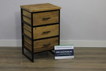 Afbeelding van Modern Houten Ladekast met Zwart Metalen Frame (3-Lades)