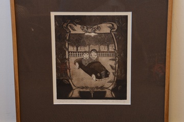 Afbeelding van Ingelijste ets van Laetitia de Haas: Jeugdherinneringen