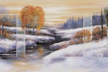 Afbeelding van Johan de Jong, Winter triptychon, Afm: 35x70 cm