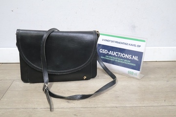 Afbeelding van Zwarte leren schoudertas'