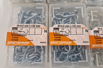 Afbeelding van 20 doosjes schroefhaken verzinkt 