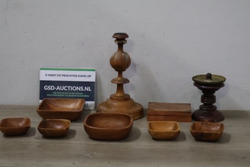 Afbeelding van Mix van 9 Vintage Houten Voorwerpen'
