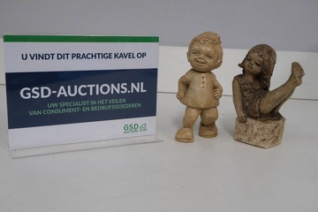 Afbeelding van Set van 2 Vintage Kinder-Sculptuurtjes'