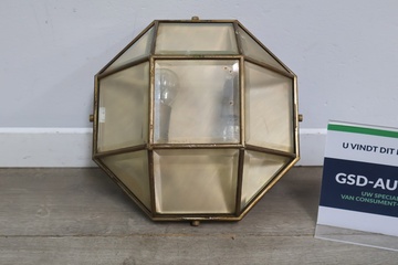 Afbeelding van Vintage Art-Deco Wandlamp van Glas & Messing