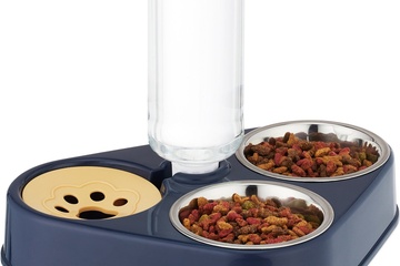 Afbeelding van Voerbak kat /hond met standaard en water dispencer