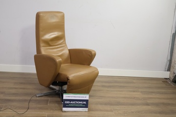 Afbeelding van Elektrisch Verstelbare Relaxfauteuil in Cognackleurig Leer