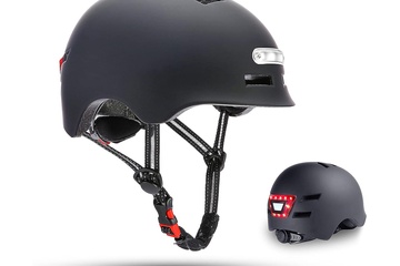 Afbeelding van Fiets helm met LED verlichting - zwart