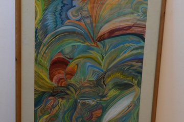 Afbeelding van Ingelijste gouache op papier. Abstract. 1995, door A.