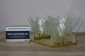 Afbeelding van Vintage Messing/Glazen Zeeanemoon Plafondlamp'