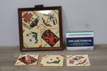 Afbeelding van Set van 7 Vintage Hollandse Gedenk Wandtegels
