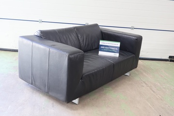 Afbeelding van Zwart Leren 2-Zitsbank van Leatherworld