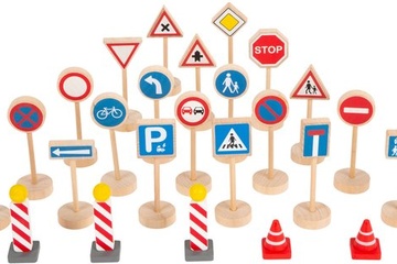 Afbeelding van Small Foot - Houten Mini Verkeersbordenset, 25dlg