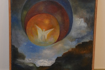 Afbeelding van Ingelijst spiritueel olieverfschilderij'