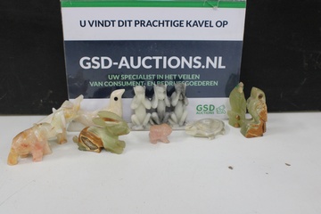 Afbeelding van Mix van 9 Marmeren/Onyx Dieren Beeldjes