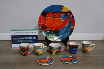 Afbeelding van Set kleurrijk Corneille Servies met vogelmotief